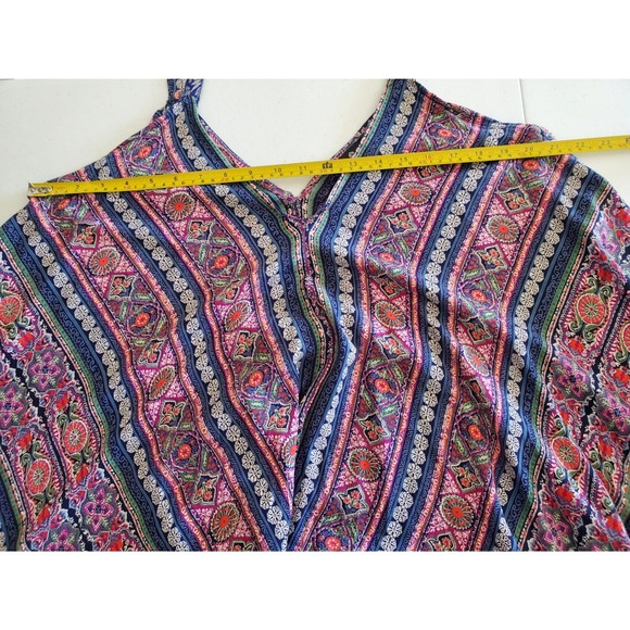 Angie Womens Large Rayon Harem Jumpsuit Boho Paisley Print Blue Festival Hippie - Picture 7 of 7